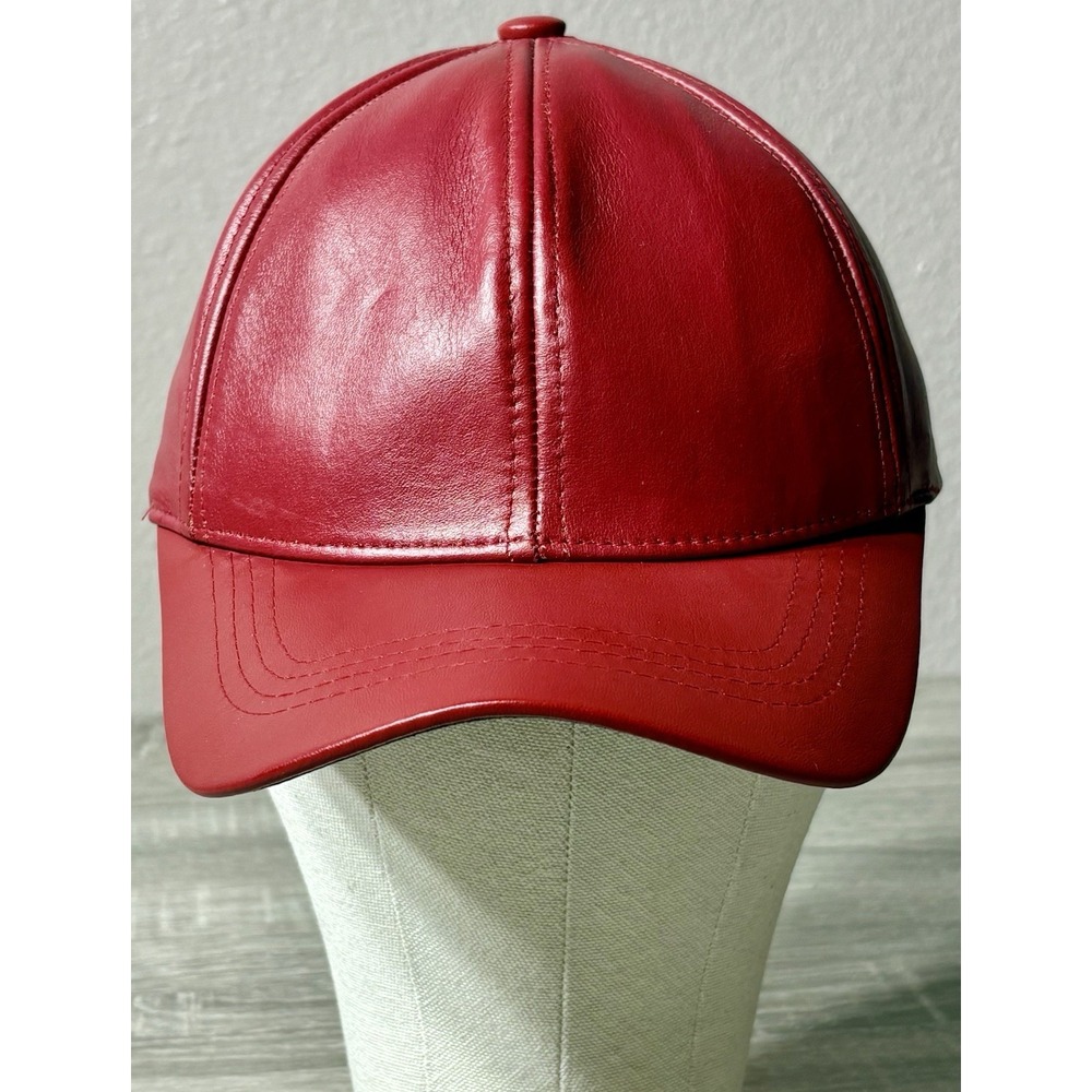 Vintage Winner Genuine Leather Red Baseball Hat Cap. Emstate By Winner Caps